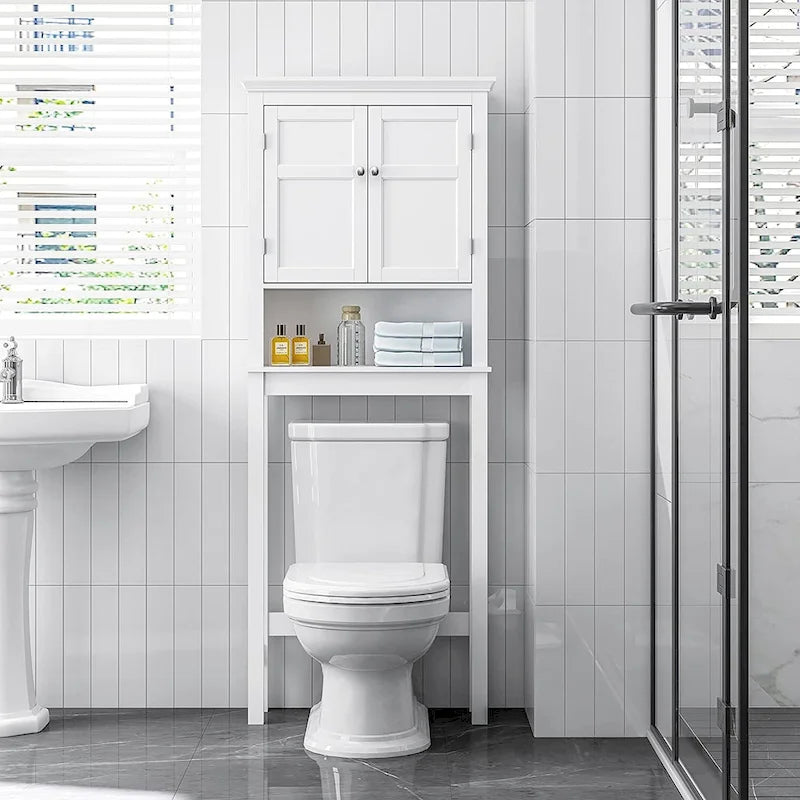 Meuble de rangement de salle de bain au-dessus des toilettes, organisateur avec étagères réglables
