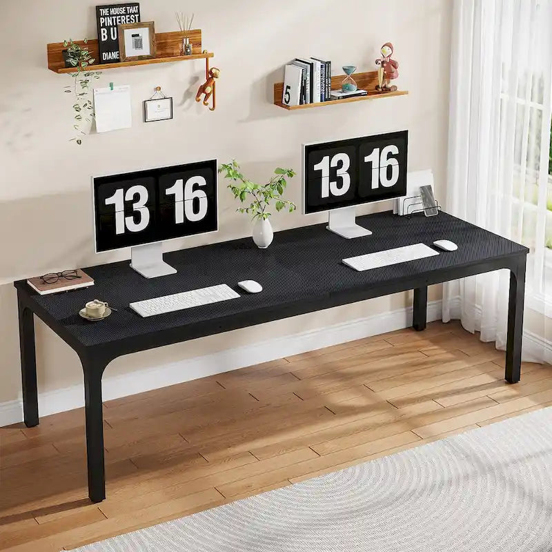 Grand bureau d'ordinateur pour 2 personnes avec pieds en métal pour la maison, le bureau ou la chambre