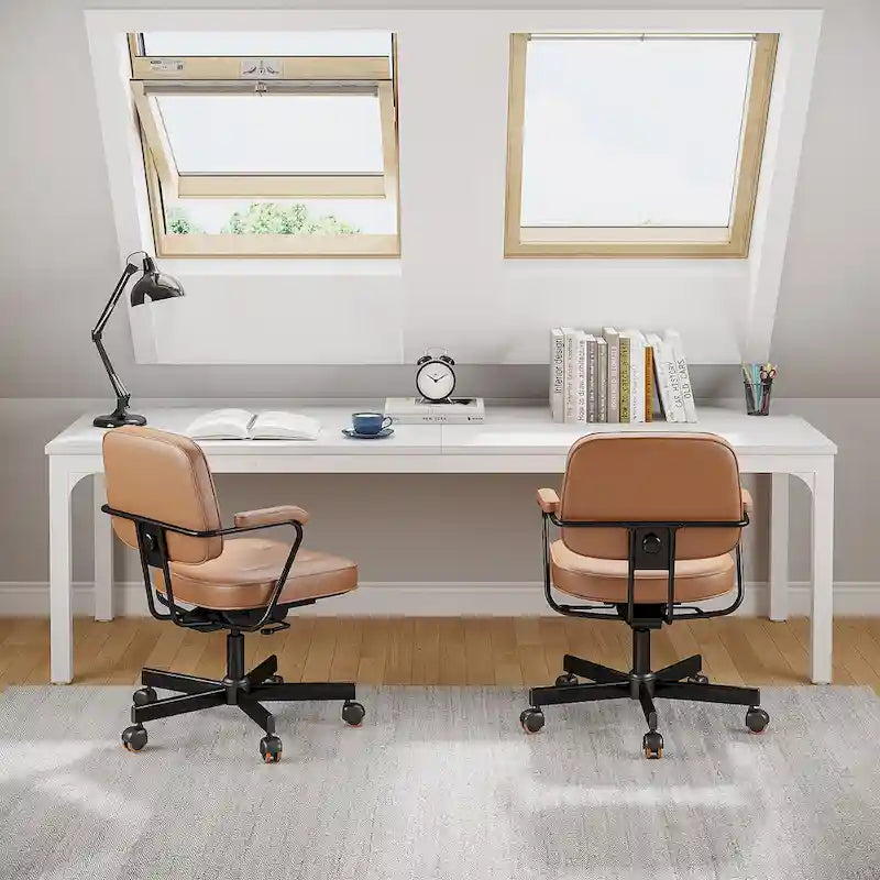Grand bureau d'ordinateur pour 2 personnes avec pieds en métal pour la maison, le bureau ou la chambre