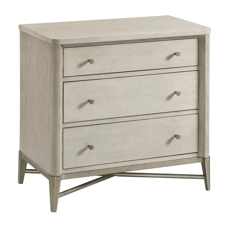 Ensemble de chambre 3 pièces en bois massif avec cadre en métal, lit avec 2 tables de chevet, couleur champagne