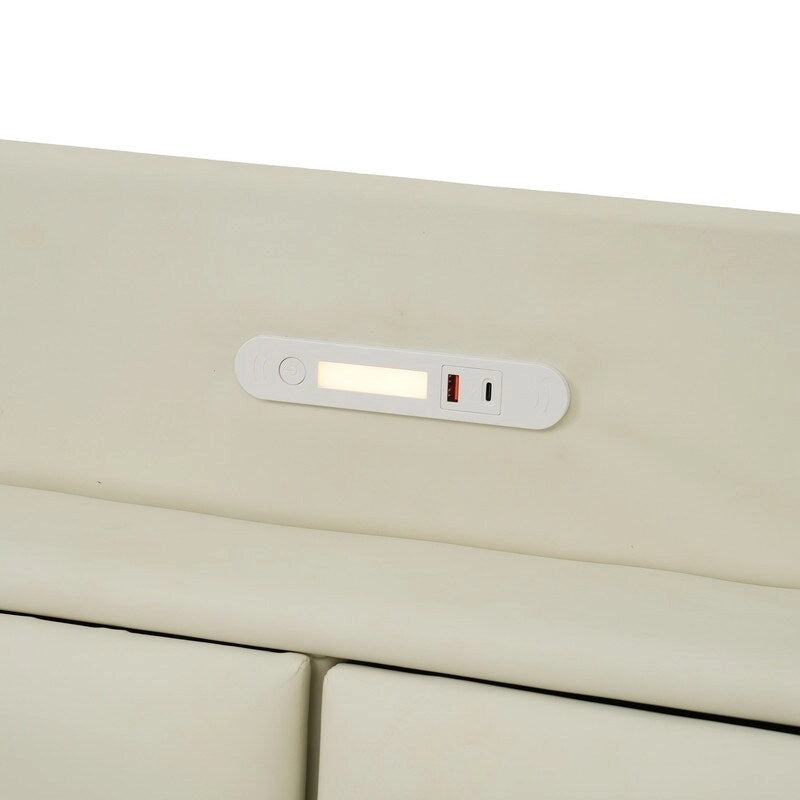 Cadre de lit Queen Size avec rangement, lumière tactile et port USB
