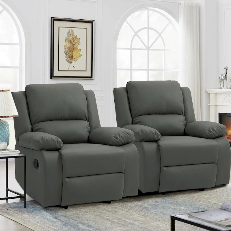 Ensemble de 2 fauteuils inclinables manuels rembourrés à dossier poussoir