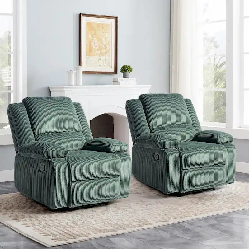 Ensemble de 2 fauteuils inclinables manuels rembourrés à dossier poussoir