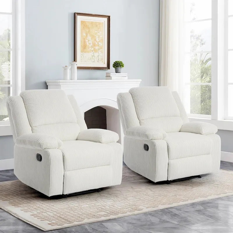 Ensemble de 2 fauteuils inclinables manuels rembourrés à dossier poussoir