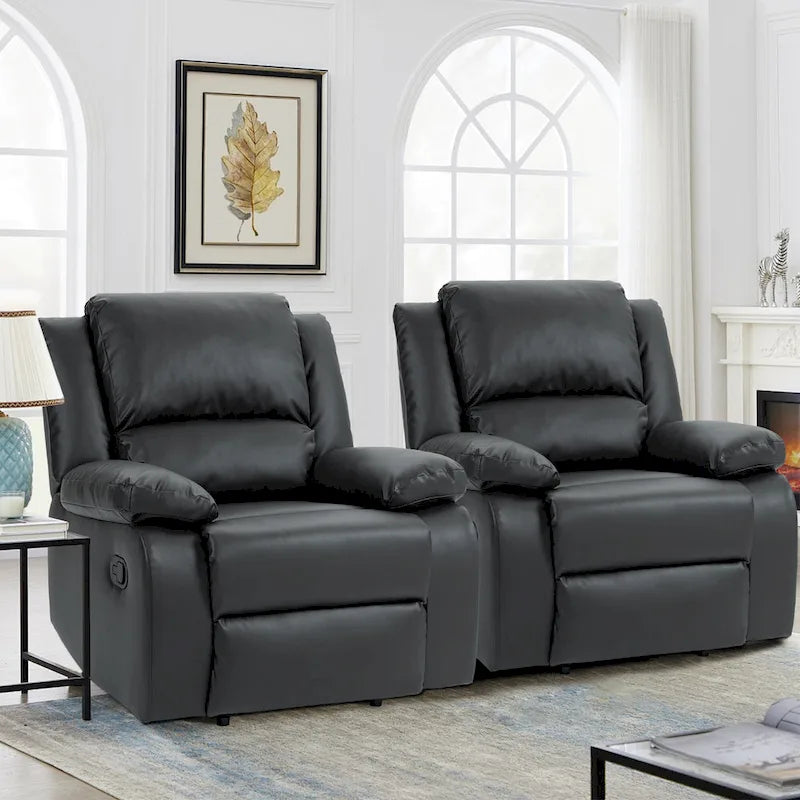 Ensemble de 2 fauteuils inclinables manuels rembourrés à dossier poussoir