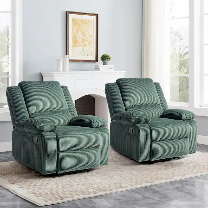 Ensemble de 2 fauteuils inclinables manuels rembourrés à dossier poussoir