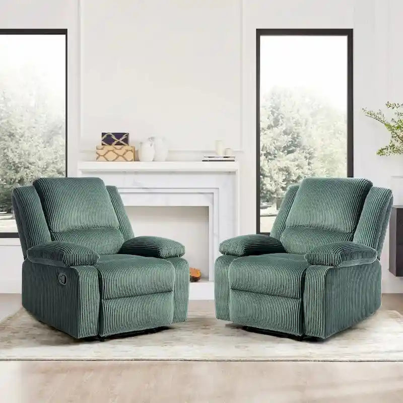 Ensemble de 2 fauteuils inclinables manuels rembourrés à dossier poussoir