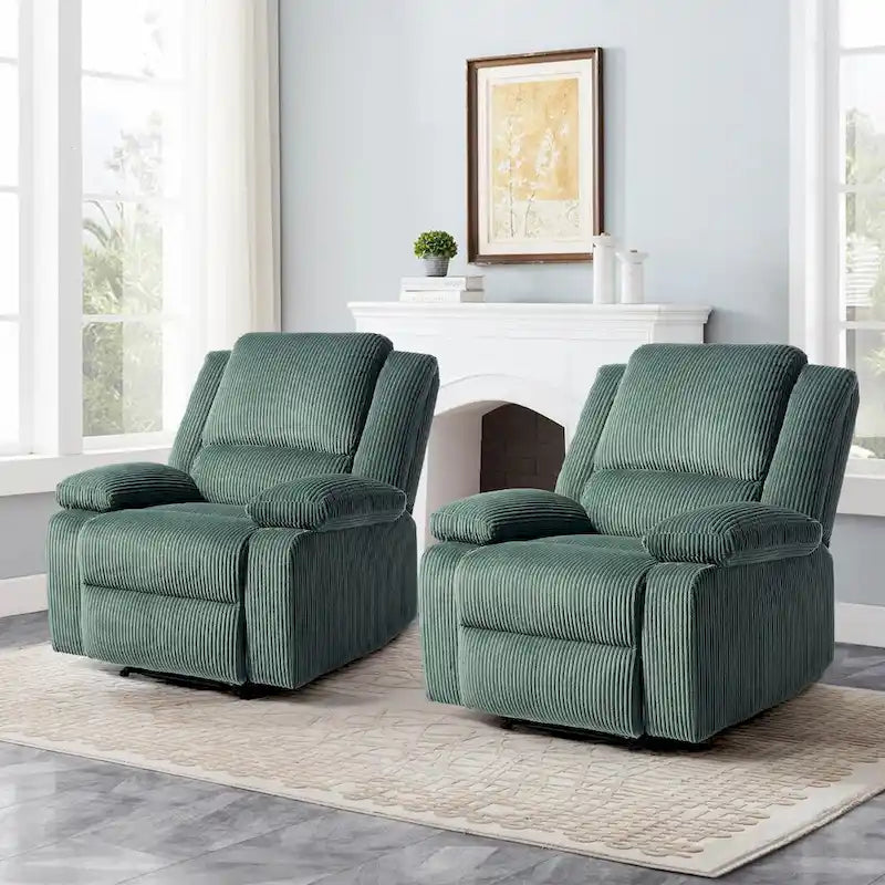 Ensemble de 2 fauteuils inclinables manuels rembourrés à dossier poussoir