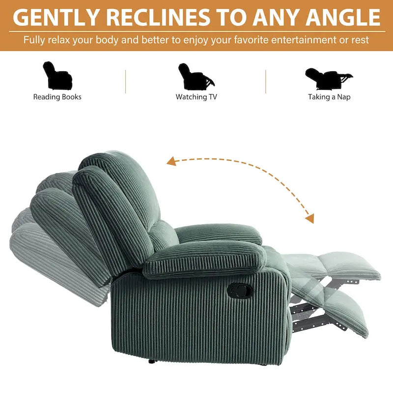 Ensemble de 2 fauteuils inclinables manuels rembourrés à dossier poussoir