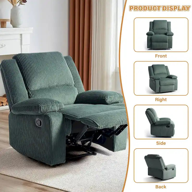 Ensemble de 2 fauteuils inclinables manuels rembourrés à dossier poussoir