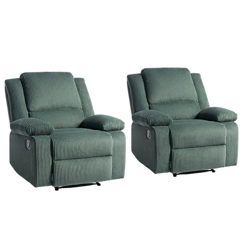 Ensemble de 2 fauteuils inclinables manuels rembourrés à dossier poussoir