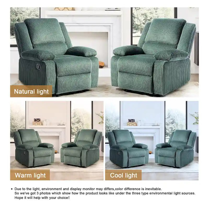 Ensemble de 2 fauteuils inclinables manuels rembourrés à dossier poussoir