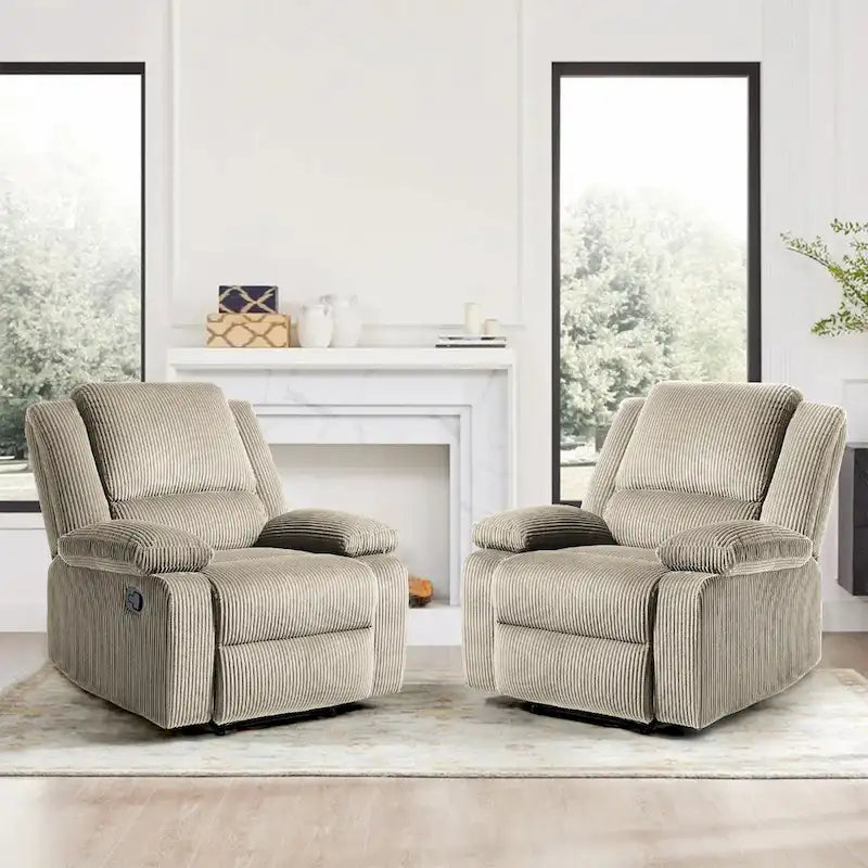 Ensemble de 2 fauteuils inclinables manuels rembourrés à dossier poussoir