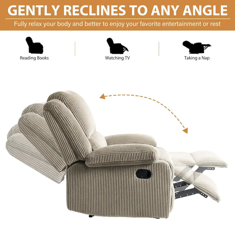 Ensemble de 2 fauteuils inclinables manuels rembourrés à dossier poussoir