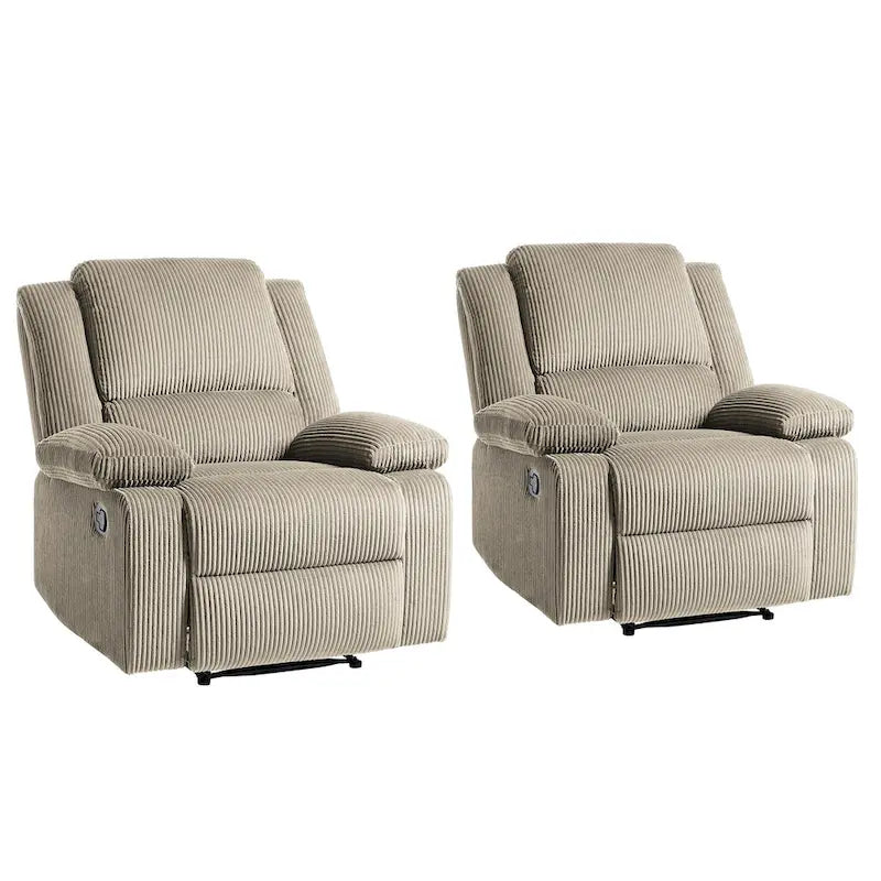 Ensemble de 2 fauteuils inclinables manuels rembourrés à dossier poussoir