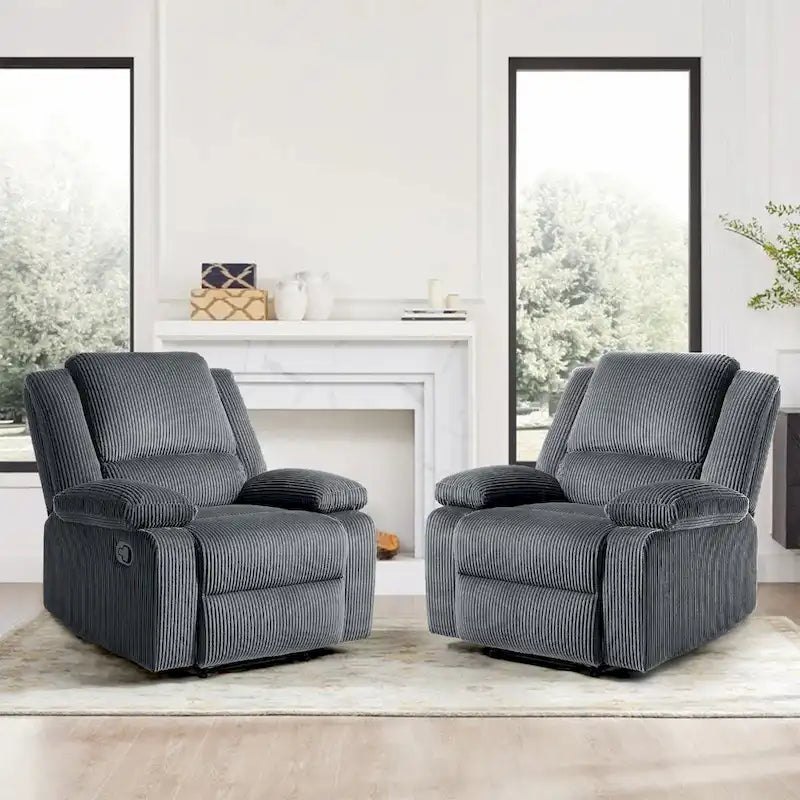 Ensemble de 2 fauteuils inclinables manuels rembourrés à dossier poussoir