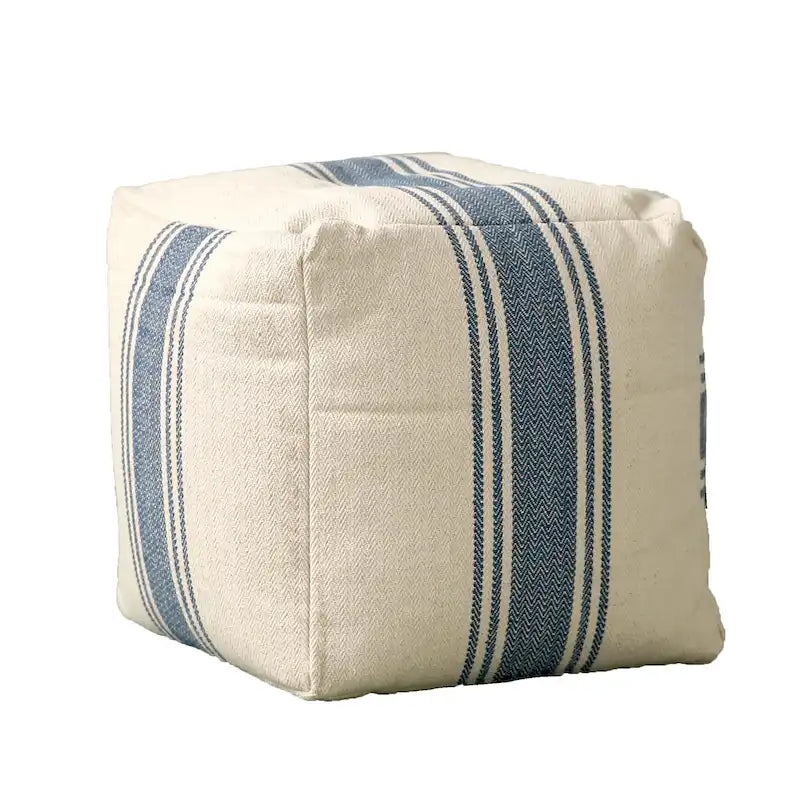 Pouf carré en toile rayée
