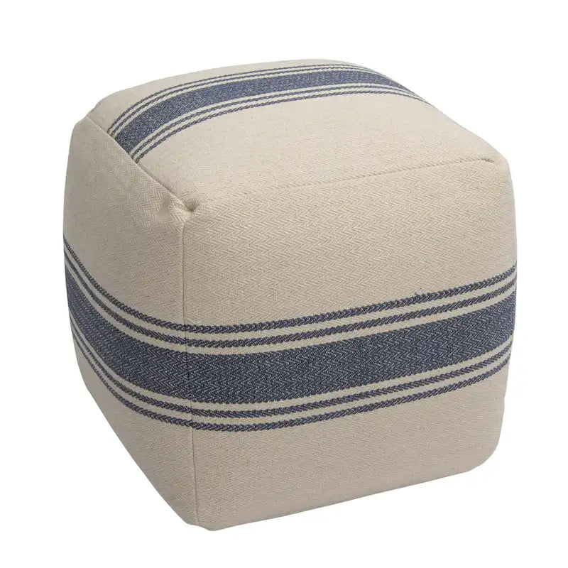 Pouf carré en toile rayée
