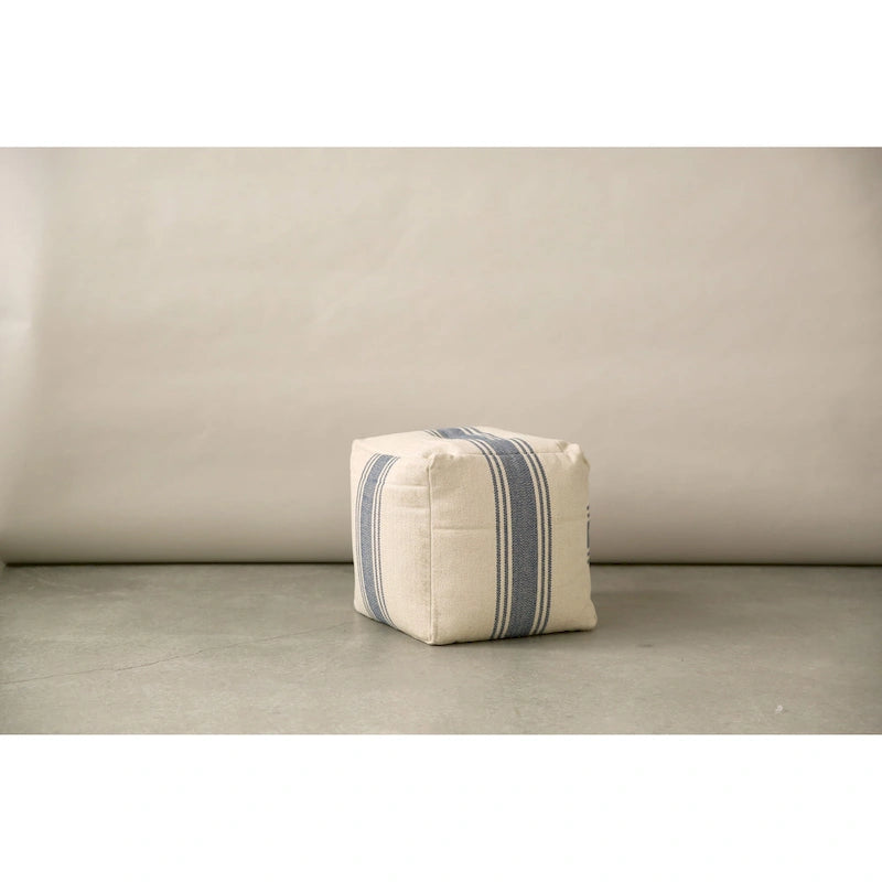 Pouf carré en toile rayée