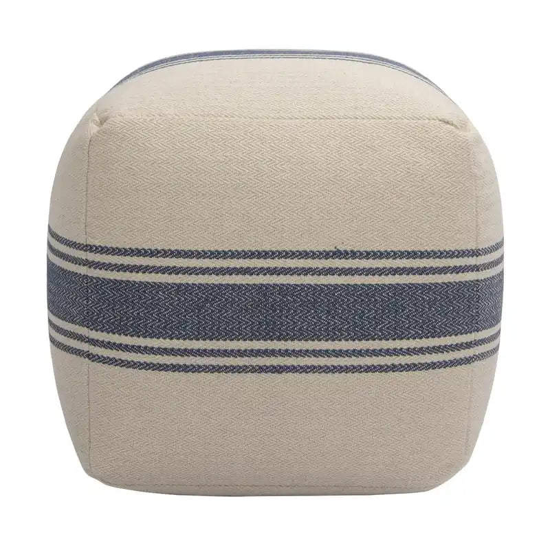 Pouf carré en toile rayée
