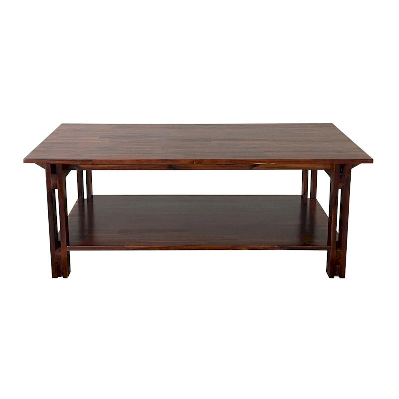 Table basse en acacia massif avec étagère