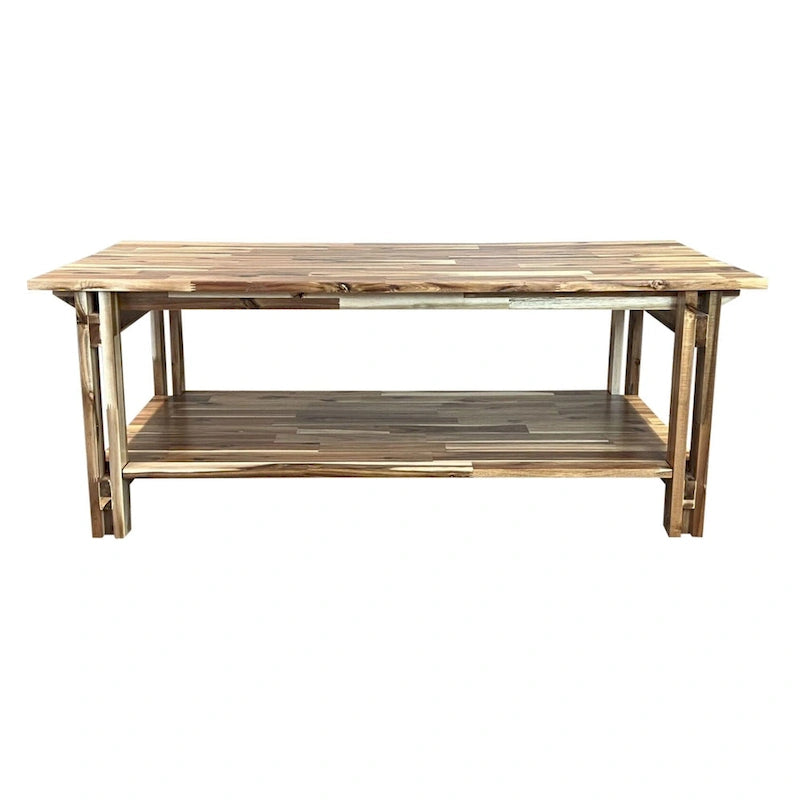Table basse en acacia massif avec étagère