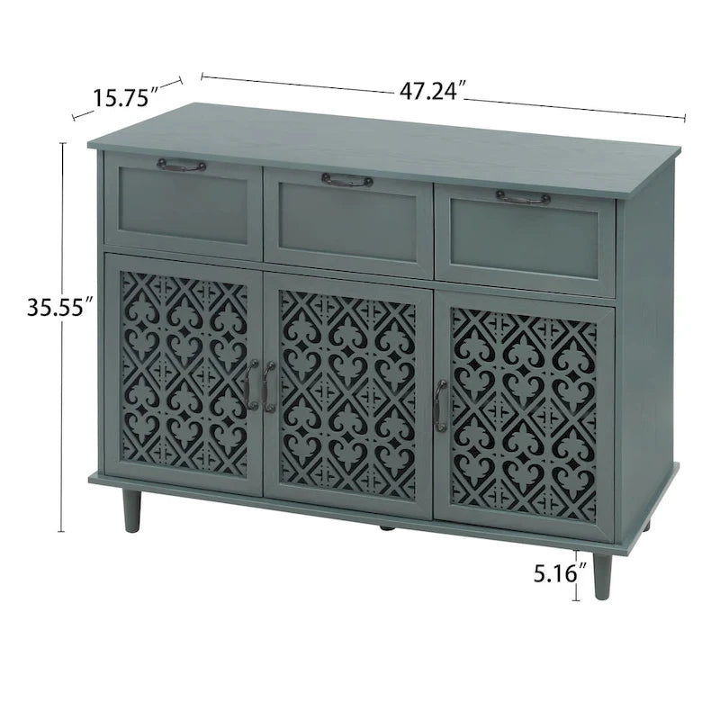 Armoire 3 portes 3 tiroirs, convient pour chambre, salon, bureau