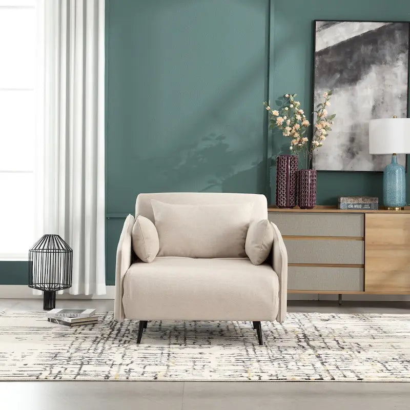 Fauteuil convertible en lin rembourré pour salon