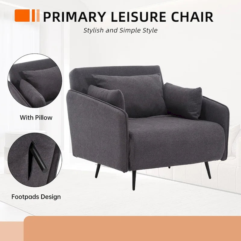 Fauteuil convertible en lin rembourré pour salon