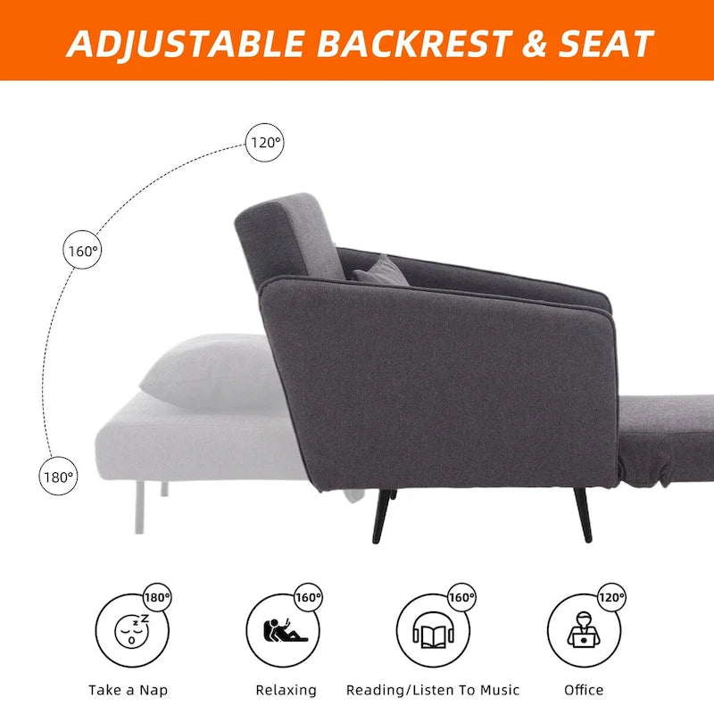 Fauteuil convertible en lin rembourré pour salon