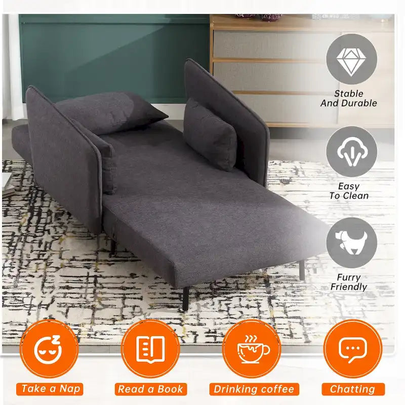 Fauteuil convertible en lin rembourré pour salon