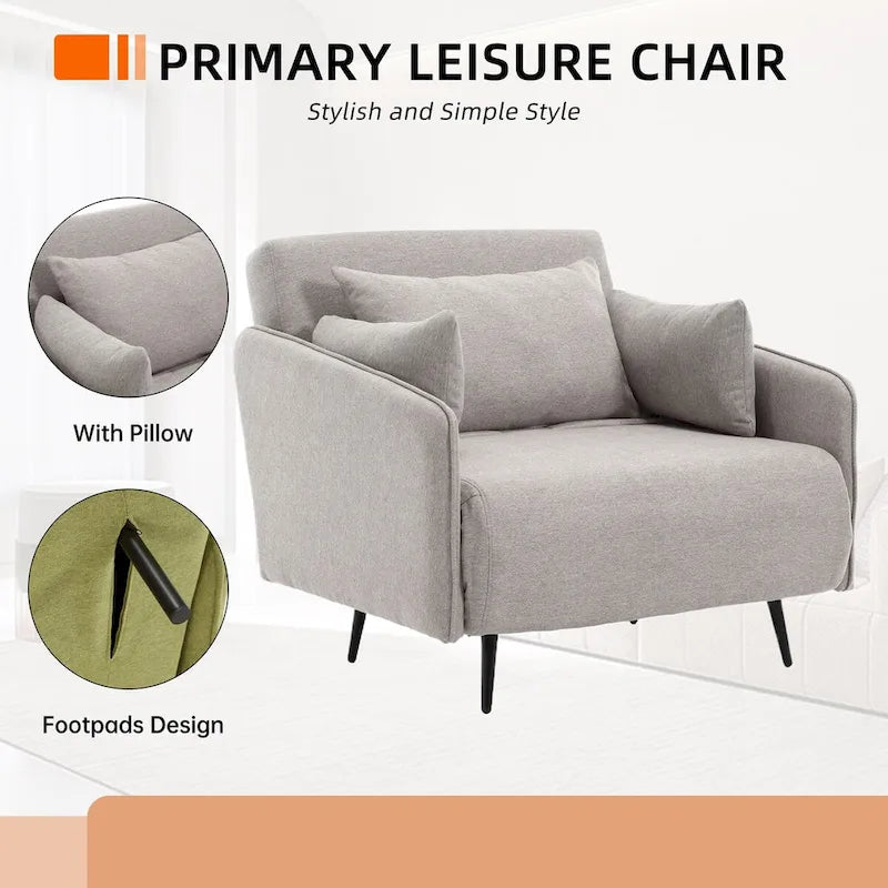 Fauteuil convertible en lin rembourré pour salon