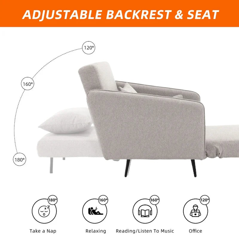 Fauteuil convertible en lin rembourré pour salon