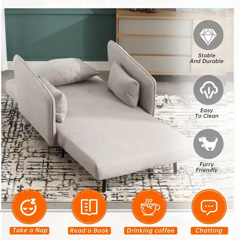 Fauteuil convertible en lin rembourré pour salon