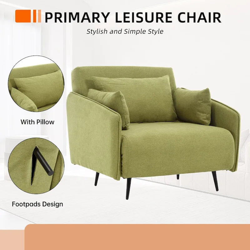 Fauteuil convertible en lin rembourré pour salon