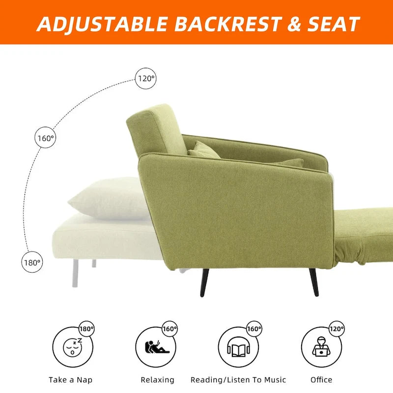 Fauteuil convertible en lin rembourré pour salon