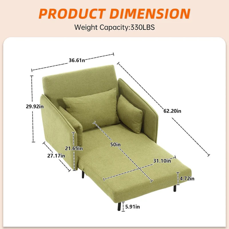 Fauteuil convertible en lin rembourré pour salon