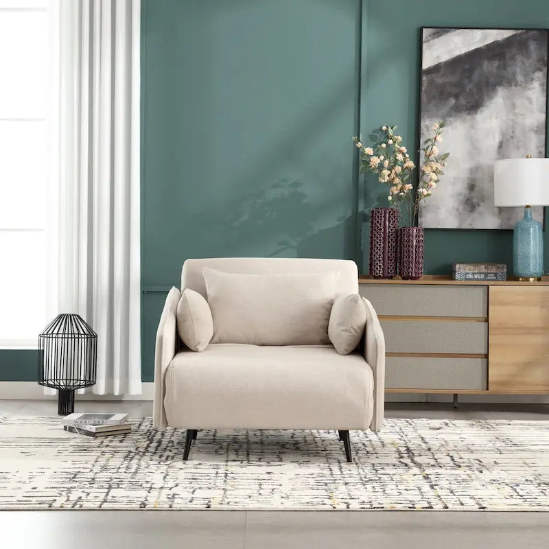 Fauteuil convertible en lin rembourré pour salon