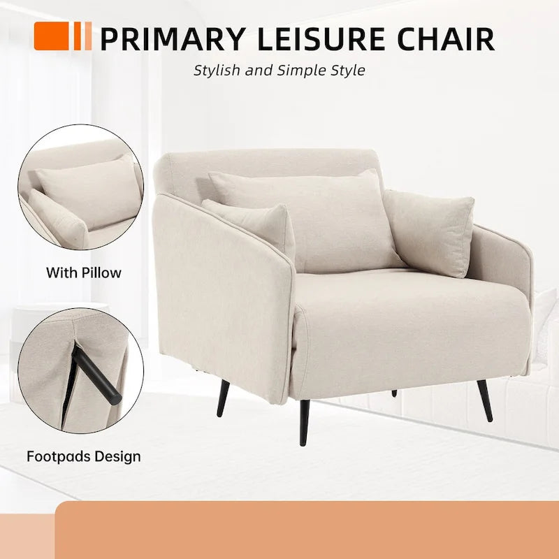 Fauteuil convertible en lin rembourré pour salon