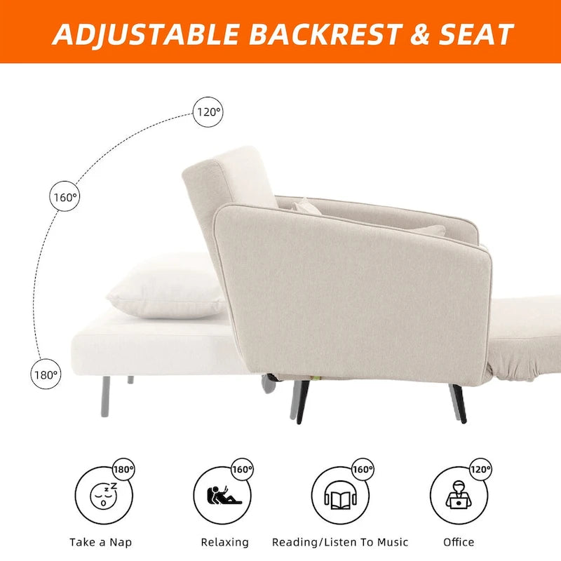 Fauteuil convertible en lin rembourré pour salon