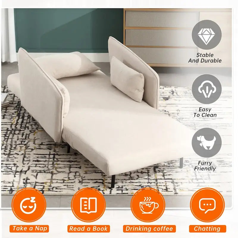 Fauteuil convertible en lin rembourré pour salon