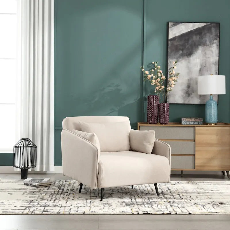 Fauteuil convertible en lin rembourré pour salon