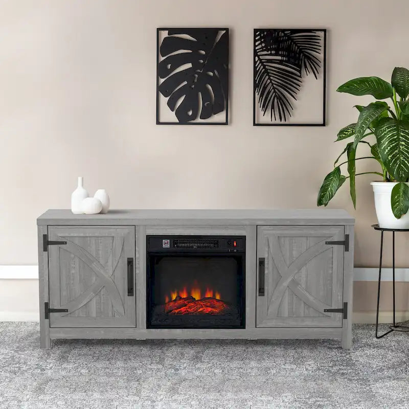 Meuble TV console de 58 pouces avec cheminée électrique de 18 pouces