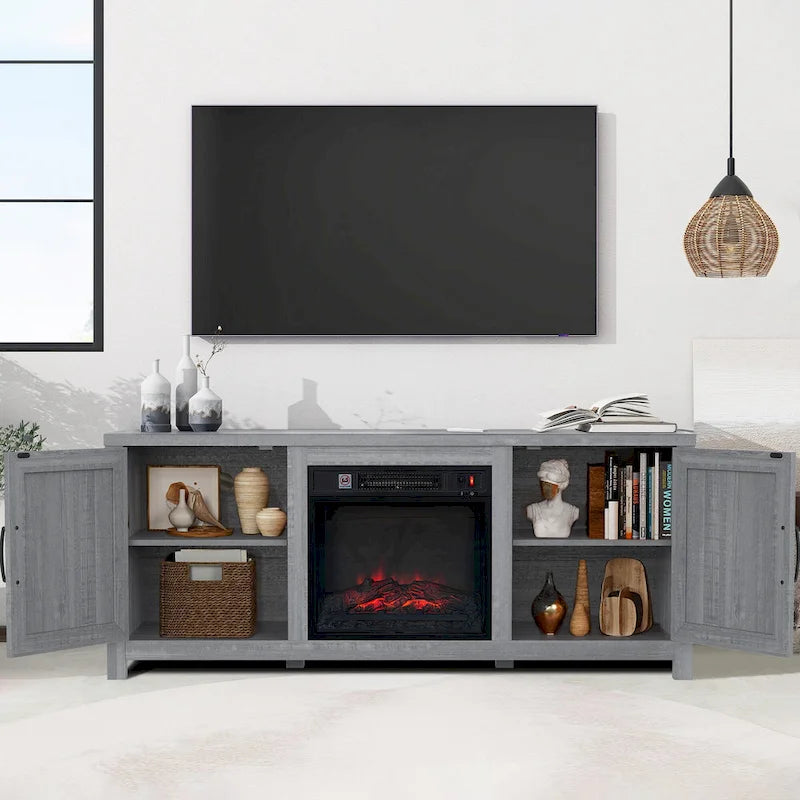 Meuble TV console de 58 pouces avec cheminée électrique de 18 pouces