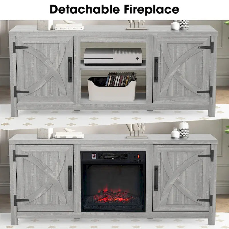 Meuble TV console de 58 pouces avec cheminée électrique de 18 pouces