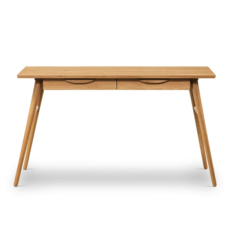 Bureau en bois massif avec deux tiroirs à fermeture amortie