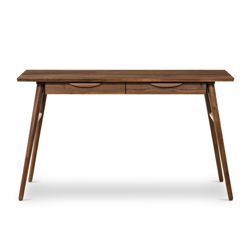 Bureau en bois massif avec deux tiroirs à fermeture amortie