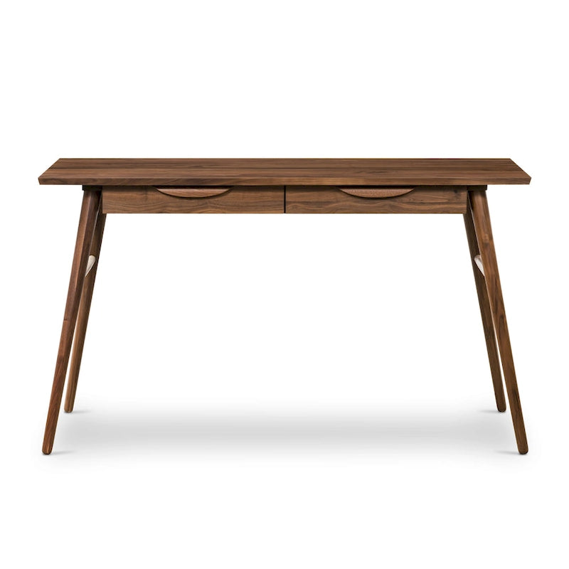 Bureau en bois massif avec deux tiroirs à fermeture amortie