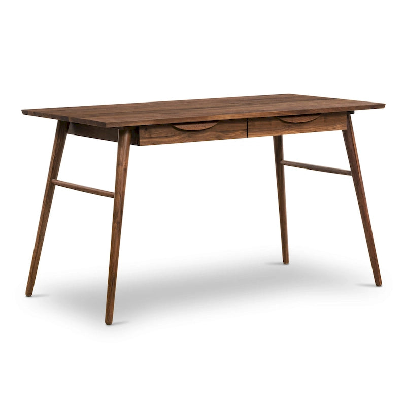 Bureau en bois massif avec deux tiroirs à fermeture amortie