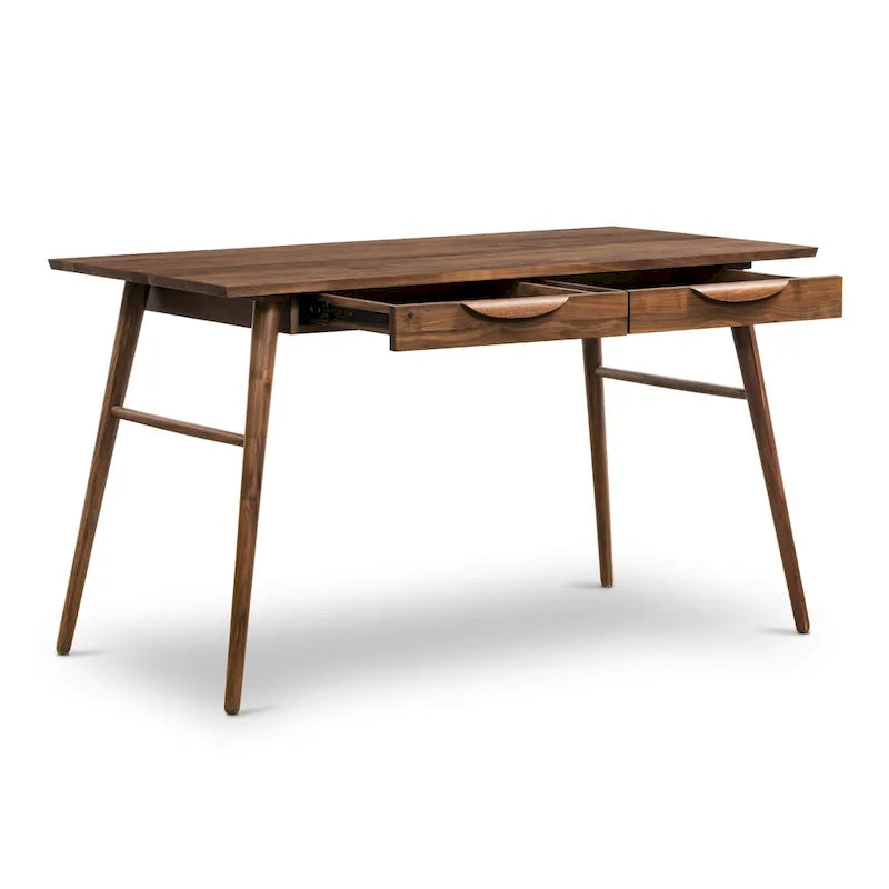 Bureau en bois massif avec deux tiroirs à fermeture amortie